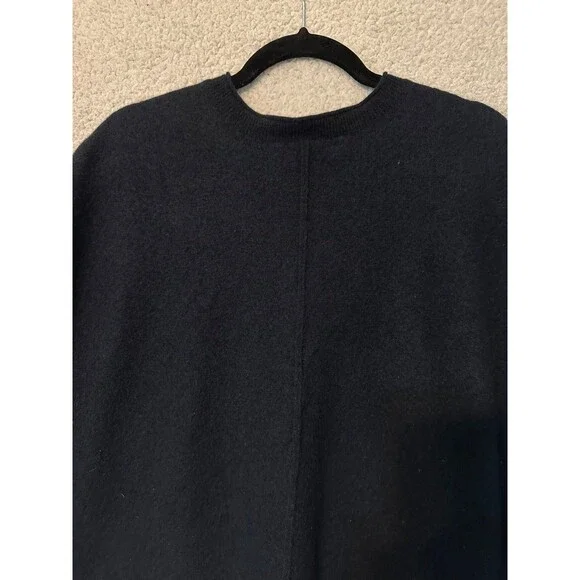 Nordstrom womens black sleeveless cashmere and wool mock neck style poncho - Picture 4 of 10